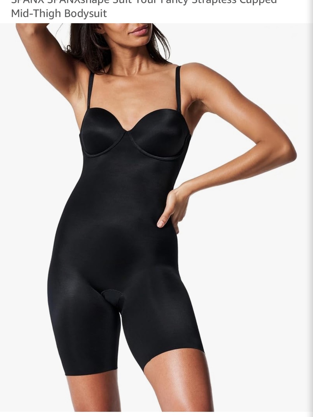 NWT SPANX SPANXshape Suit Your Fancy Strapless Cupped Mid-Thigh black  XL